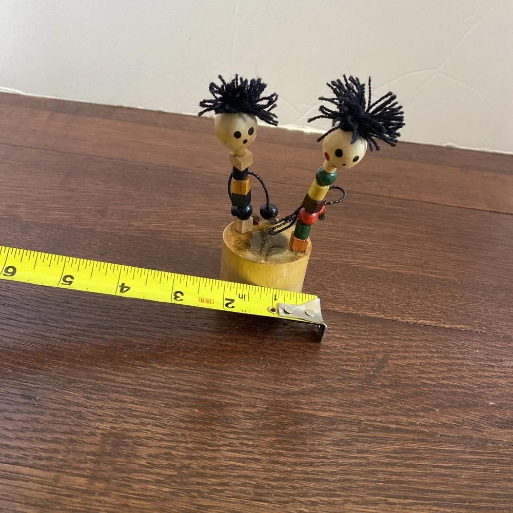 Vintage Wooden Painted Push Button Moving Dancing  Figurine 4